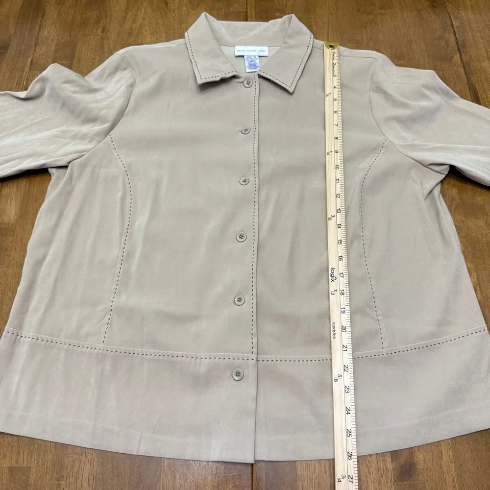 Susan Graver shirt jacket shacket women's 1X neutral boho festival western rodeo